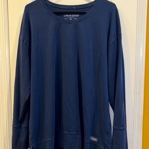 LIFE IS GOOD Blue Sweatshirt Comfortable Crew Neck